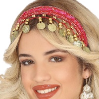Fascia per capelli di zingara in tessuto e monete