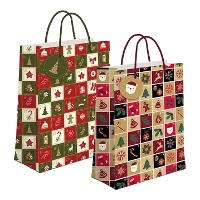 Sacchetto regalo da 14 x 11,5 x 6,7 cm a griglia natalizia - 1 unità