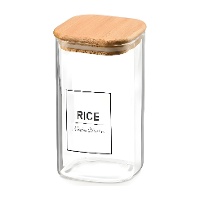 Barattolo da 1,2 L in borosilicato con coperchio in bambù Rice