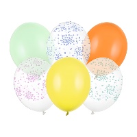 Palloncini in lattice assortiti Confetti Pastello 30 cm - PartyDeco - 6 pezzi