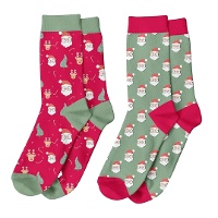 Calze di Babbo Natale verde e rosso - 1 paio