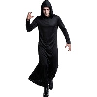 Costume con tunica e cappuccio nero per adulti