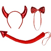 Set da diavolo con cerchietto, papillon e coda - 3 pezzi
