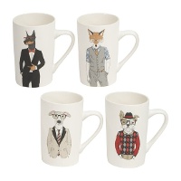 Tazza da 385 ml con soggetti hipster assortiti - 1 pezzo