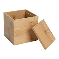 Porta dischetti di cotone in bambù quadrato