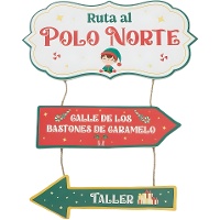 Cartello decorativo con elfo e segnaletica del Polo Nord, 45 x 28 cm