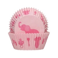 Capsule per cupcake rosa con elefante - FunCakes - 48 unità