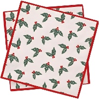 Tovaglioli con agrifoglio rosso da 16,5 x 16,5 cm - 20 pezzi