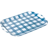 Vassoio 41 x 29 cm motivo vichy azzurro