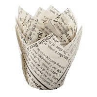 Pirottini a tulipano in carta con stampa in stile giornale per muffin - 50 pezzi