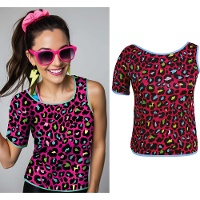 T-shirt leopardata anni '80 da donna