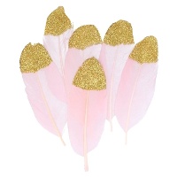 Piume decorative con glitter - 6 unità