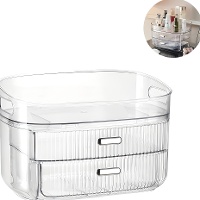 Organizer trucco trasparente con 2 cassetti 28 x 18,5 x 18,5 cm