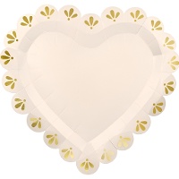 Piatti a cuore crema 26 x 24,5 cm - 6 pezzi