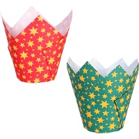 Capsule di carta a forma di tulipano per muffin con stelle dorate natalizie - PME - 24 pezzi