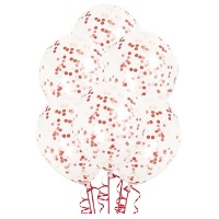 Palloncini di lattice trasparenti con coriandoli da 30 cm - Qualatex - 6 unità