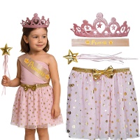 Set da principessa per bambina con corona, fascia, gonna e bacchetta