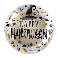 Palloncino 'Happy Halloween' con cappello da strega da 43 cm - Premioloon