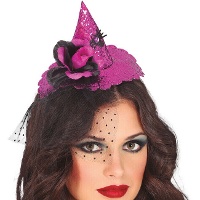Mini cappello da strega con fiore e paillettes