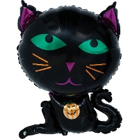 Palloncino a forma di gatto nero con zucca, 60 cm