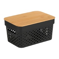 Scatola perforata 26 x 17,5 x 12,5 cm con coperchio in bambù - 1 unità