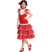 Costume da sivigliana rosso con pois per bambina