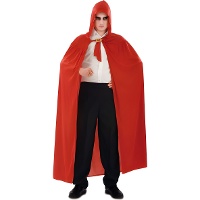 Mantello rosso con cappuccio lungo, 123 cm