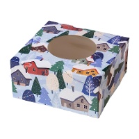 Scatola per dolci o cupcakes con paesaggio natalizio di 17,5 x 17,5 x 8,5 cm