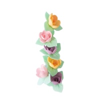 Ostie di fiori di Rosa con foglie - Scrapcooking - 6 unità