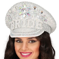 Cappello da polizia per sposa con strass argentati