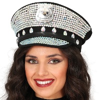Cappello da polizia decorato con brillantini per adulti