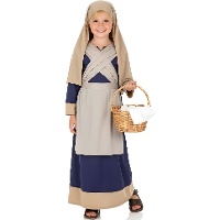 Costume da ebrea blu e marrone per bambina