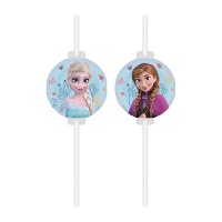 Cannucce di carta Frozen azzurre - 4 pezzi