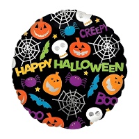 Palloncino rotondo con figure e messaggio di Happy Halloween di 46 cm - Anagram