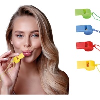 Fischietti colorati con cordino - 4 pezzi