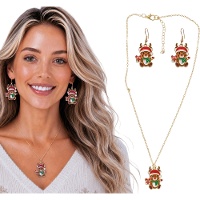 Set di collana e orecchini con renna natalizia