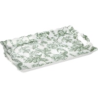 Vassoio 38 x 24 cm con motivo floreale vintage verde