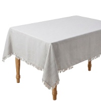 Tovaglia di 1,45 x 1,40 m in tessuto grigio con frange