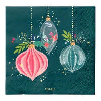 Tovaglioli di 16,5 cm con decorazione natalizia verde - 30 pezzi