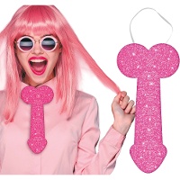 Cravatta rosa scintillante a forma di pene, 30 cm