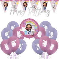Kit di decorazioni per festa La casa delle bambole di Gabby - 19 pezzi