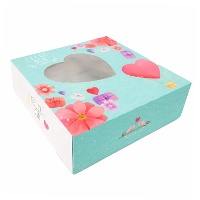 Scatola di 23 x 23 x 8 cm per torta decorata con cuori di San Valentino