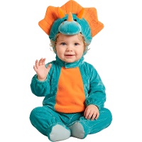 Costume da dinosauro blu e arancione per bambino