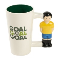 Tazza da 470 ml a tema calcio con manico a forma di giocatore