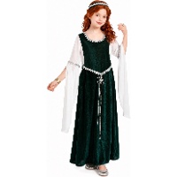 Costume da dama medievale verde per bambina