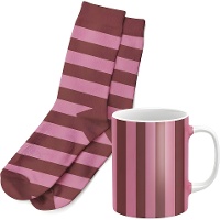 Set regalo tazza e calzini a righe bordeaux