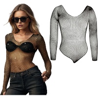 Body nero con strass per feste e locali