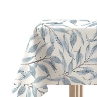 Tovaglia di 1,45 x 1,45 m in tessuto con foglie blu
