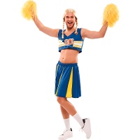 Costume da cheerleader blu e giallo per uomo