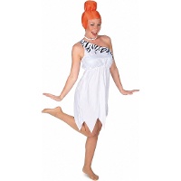 Costume da cavernicola bianco con copricapo per donna